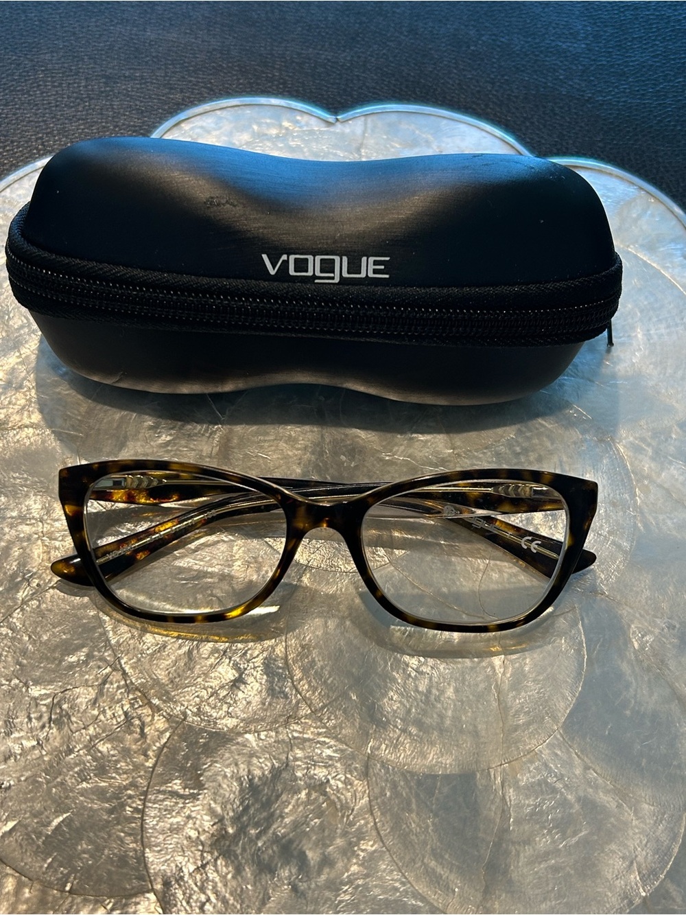 Vogue Tortoiseshell Rectangular Glasses in Brown and Amber